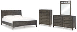 Montillan California King Panel Bed with Mirrored Dresser and Chest in Grayish Brown from Ashley - Luna Furniture