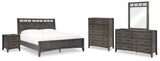 Montillan California King Panel Bed with Mirrored Dresser, Chest and Nightstand in Grayish Brown - PKG015967