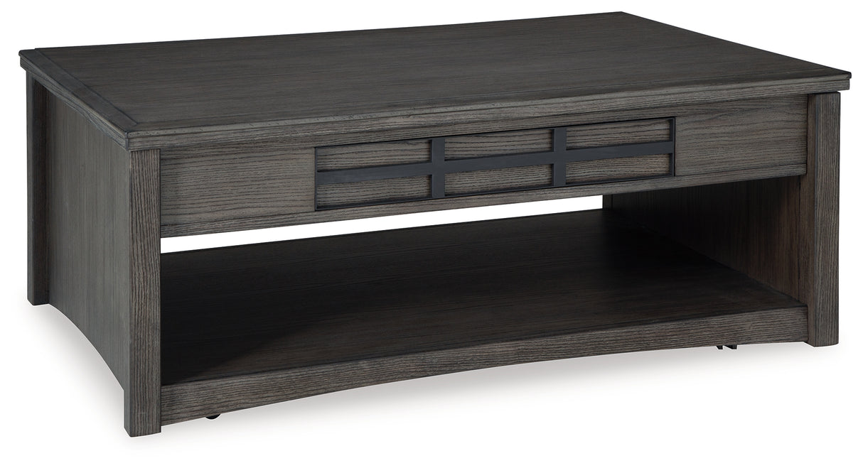 Montillan Coffee Table with 2 End Tables in Grayish Brown - PKG015855