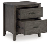 Montillan King Panel Bed with Mirrored Dresser and Nightstand in Grayish Brown - PKG015959