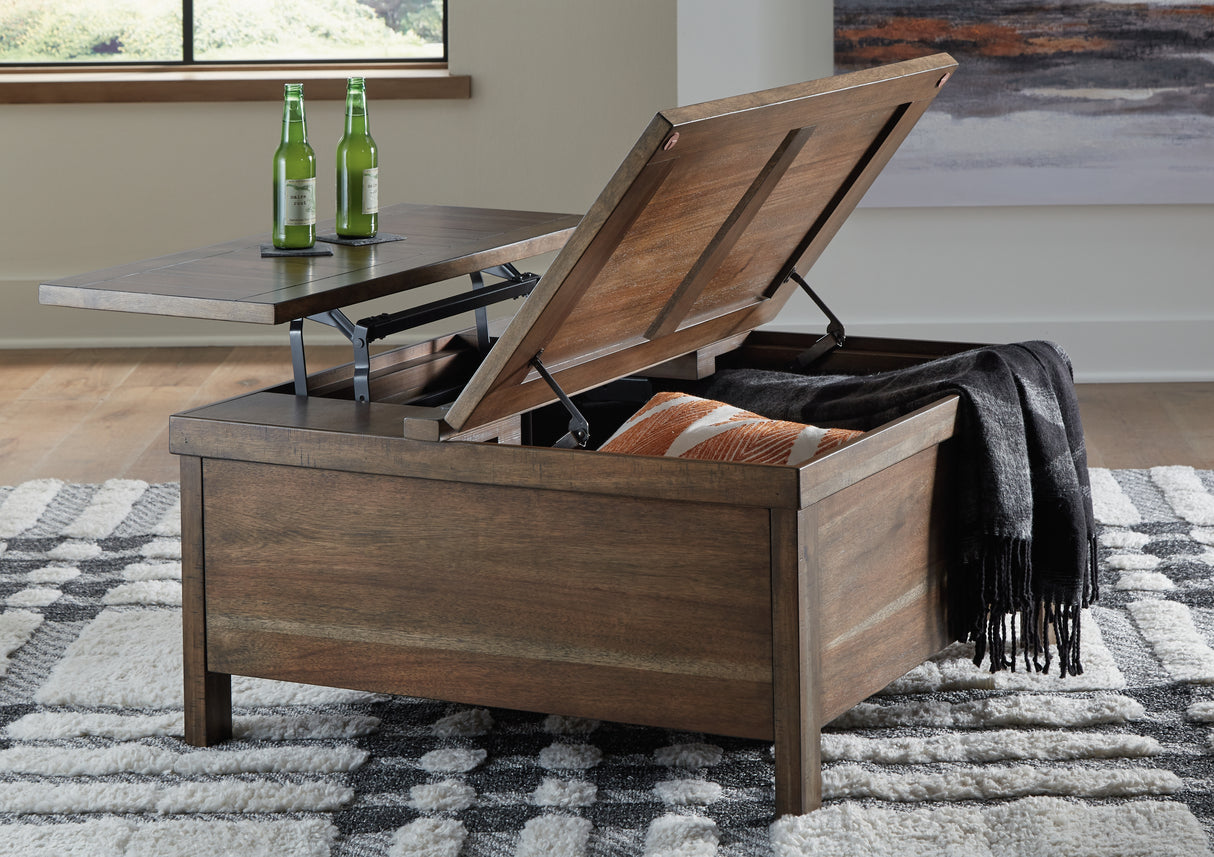 Moriville Coffee Table with 2 End Tables in Grayish Brown from Ashley - Luna Furniture