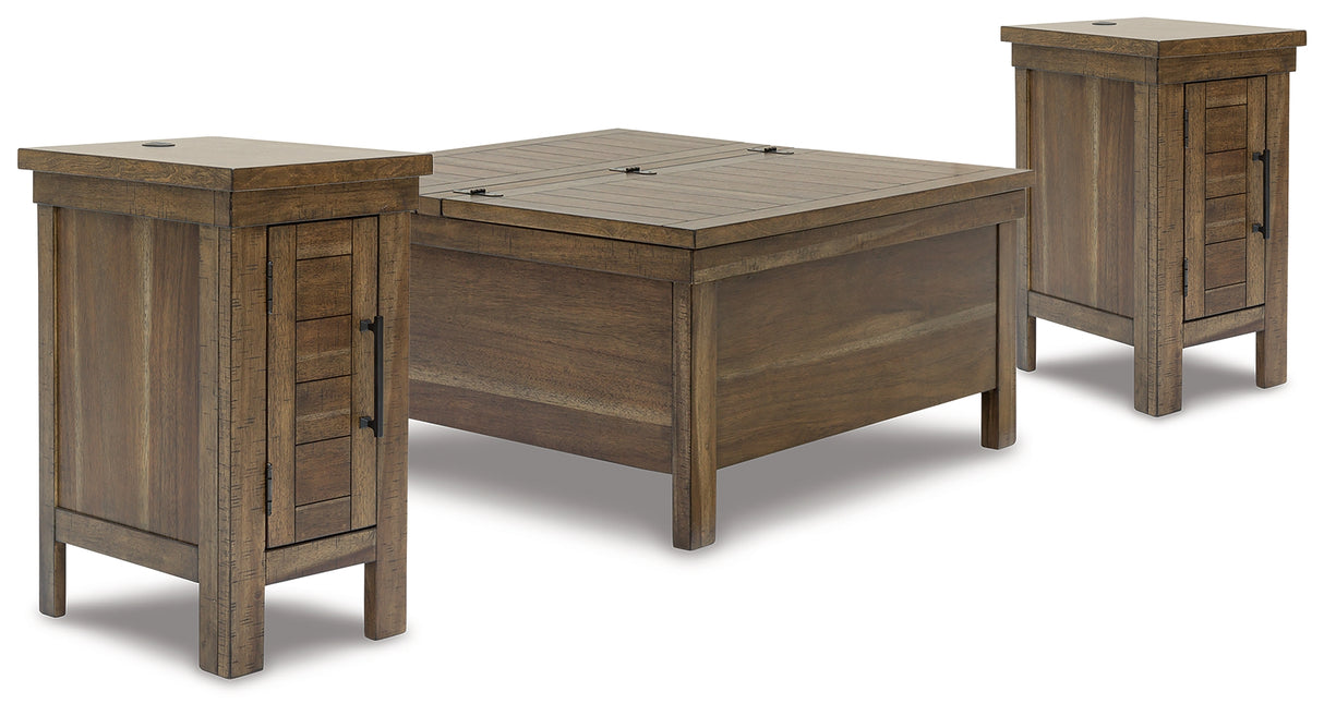 Moriville Coffee Table with 2 End Tables in Grayish Brown from Ashley - Luna Furniture