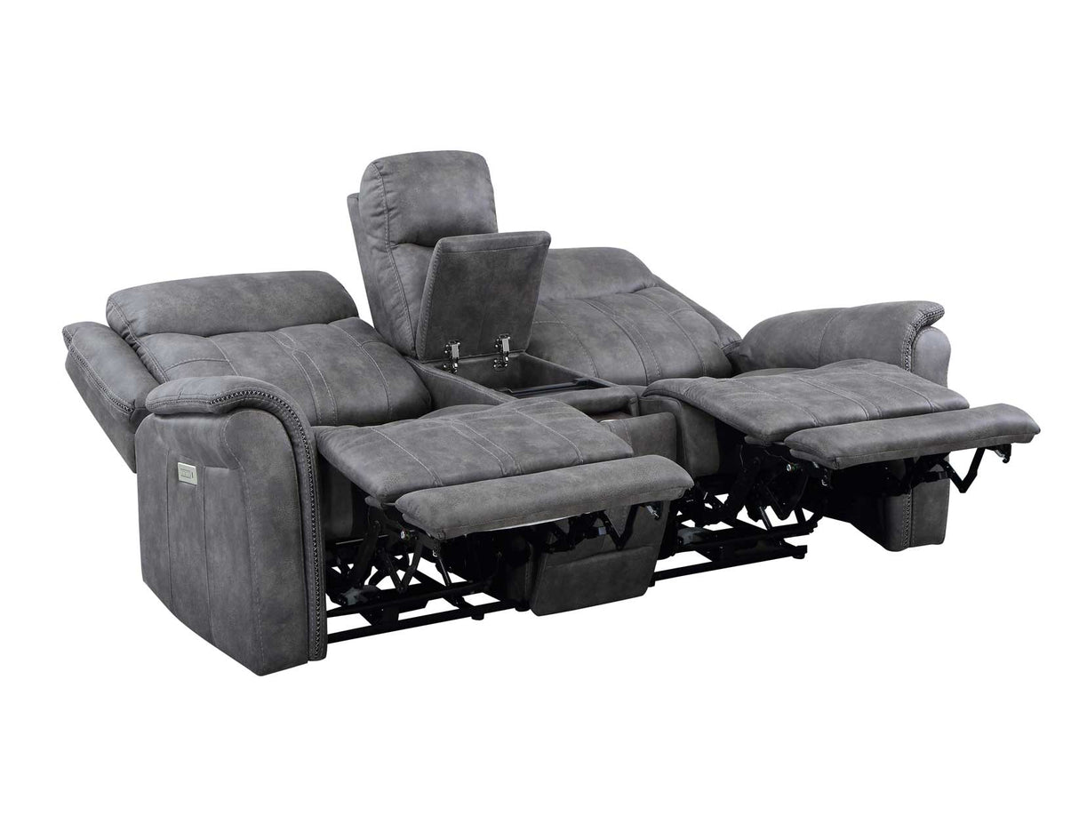 Morrison Dual-Power Reclining Console Loveseat, Stone from Steve Silver - Luna Furniture