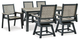 Mount Valley Outdoor Dining Table and 6 Chairs in Driftwood/Black - PKG014889