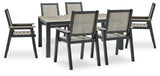 Mount Valley Outdoor Dining Table and 6 Chairs in Driftwood/Black - PKG015414