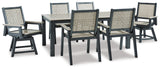 Mount Valley Outdoor Dining Table and 6 Chairs in Driftwood/Black - PKG015415