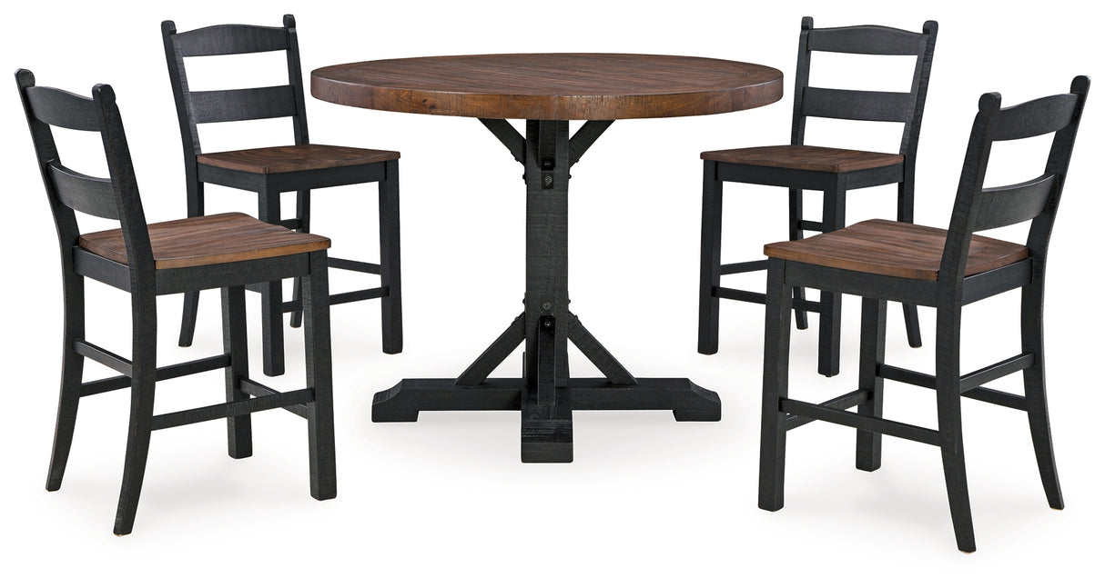 Multi Valebeck Counter Height Dining Table and 4 Barstools - PKG016051