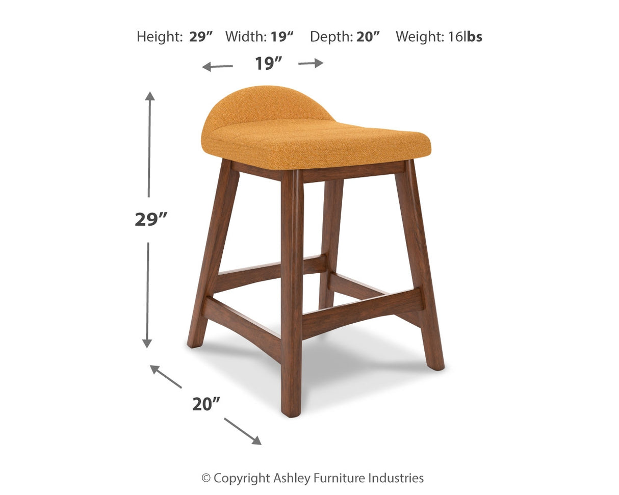 Mustard/Brown Lyncott Counter Height Dining Table and 4 Barstools - PKG015481