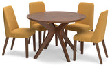 Mustard/Brown Lyncott Dining Table and 4 Chairs - PKG015477