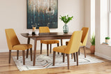 Mustard/Brown Lyncott Dining Table and 4 Chairs - PKG015485