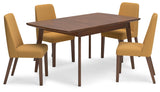 Mustard/Brown Lyncott Dining Table and 4 Chairs - PKG015485