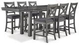 Myshanna Counter Height Dining Table and 6 Barstools in Gray from Ashley - Luna Furniture