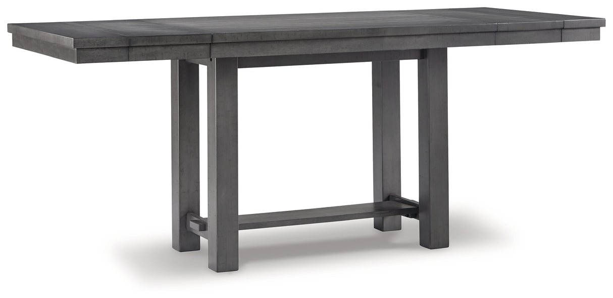 Myshanna Counter Height Dining Table and 6 Barstools in Gray from Ashley - Luna Furniture