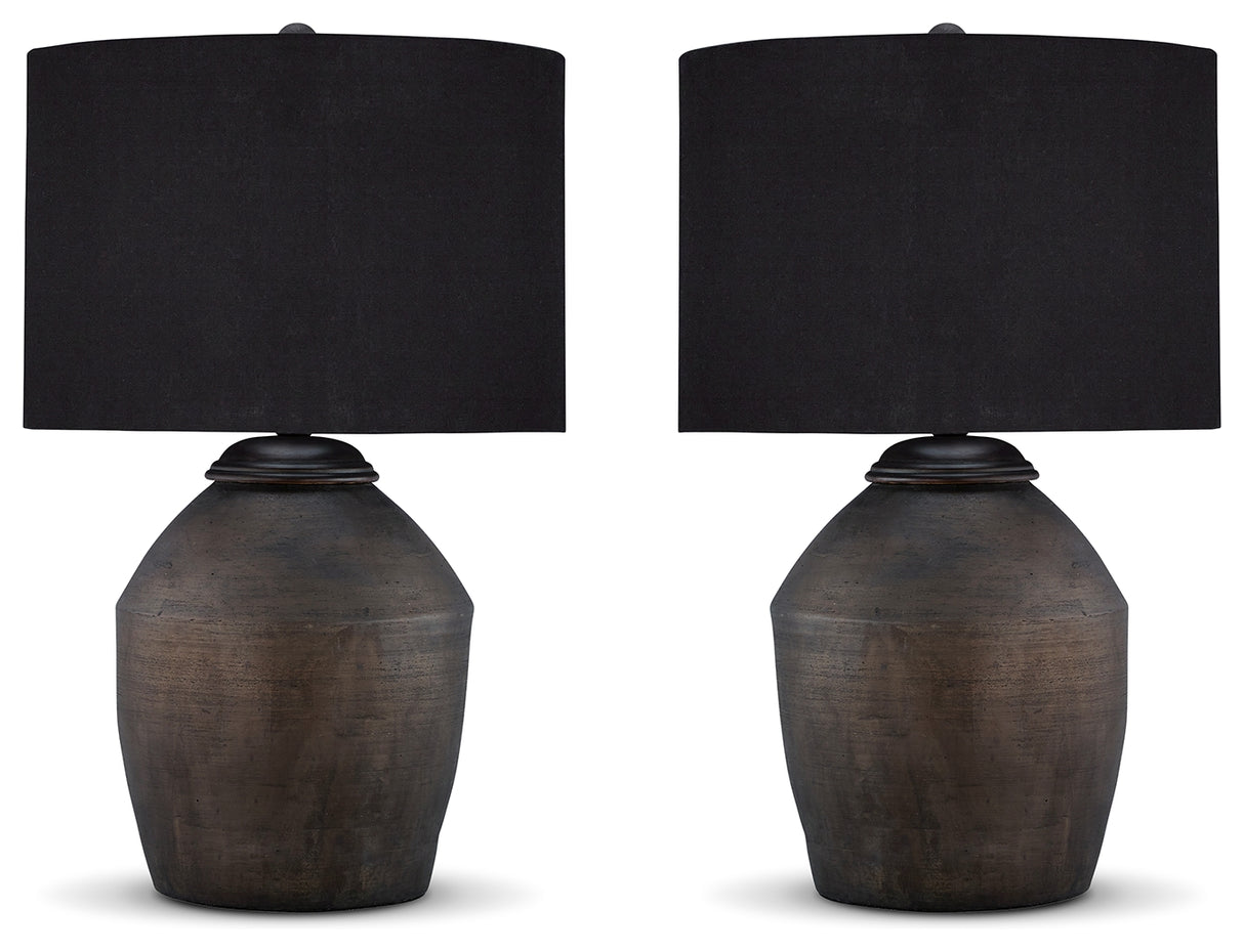 Naareman 2-Piece Table Lamp Set in Metallic Black - PKG019343