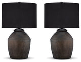 Naareman 2-Piece Table Lamp Set in Metallic Black - PKG019343