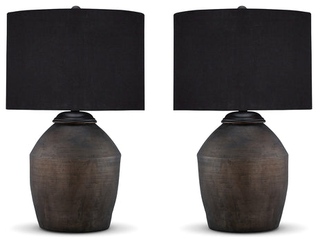 Naareman 2-Piece Table Lamp Set in Metallic Black - PKG019343