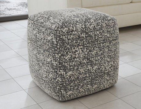 Nahara Boucle Black Woven Square Pouf from Steve Silver - Luna Furniture