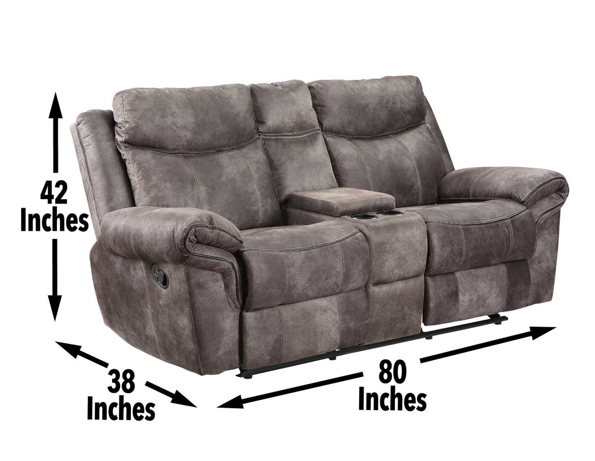 Nashville Manual Glider Recliner Console Loveseat, Grey - NH850CLG