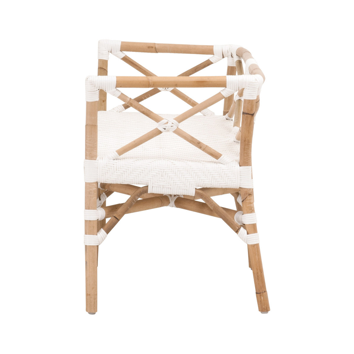 Palisades Bench in White Synthetic Binding, Natural Rattan - 4120.WHT/NAT