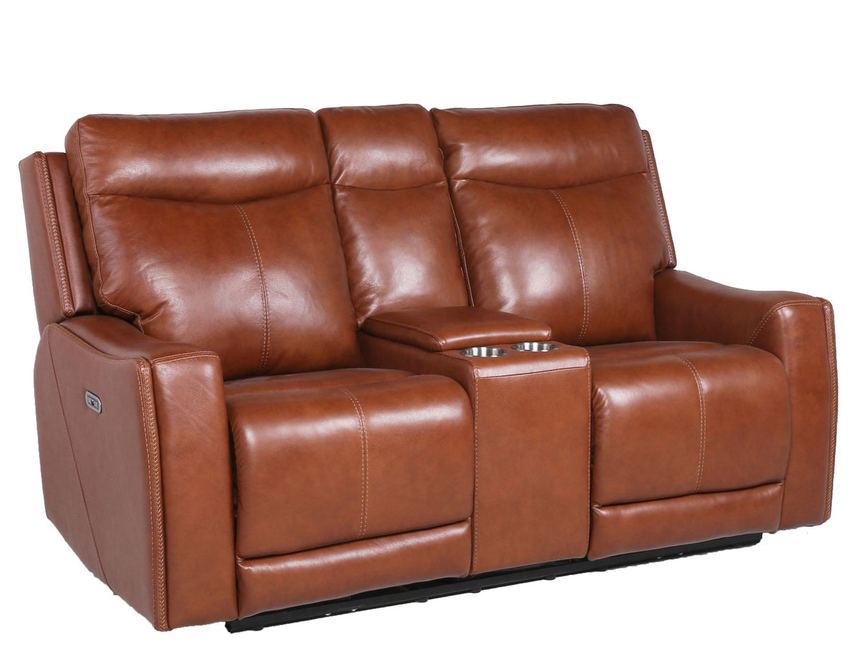 Natalia Dual-Power Reclining Console Loveseat, Coach from Steve Silver - Luna Furniture