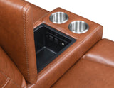 Natalia Dual-Power Reclining Console Loveseat, Coach from Steve Silver - Luna Furniture