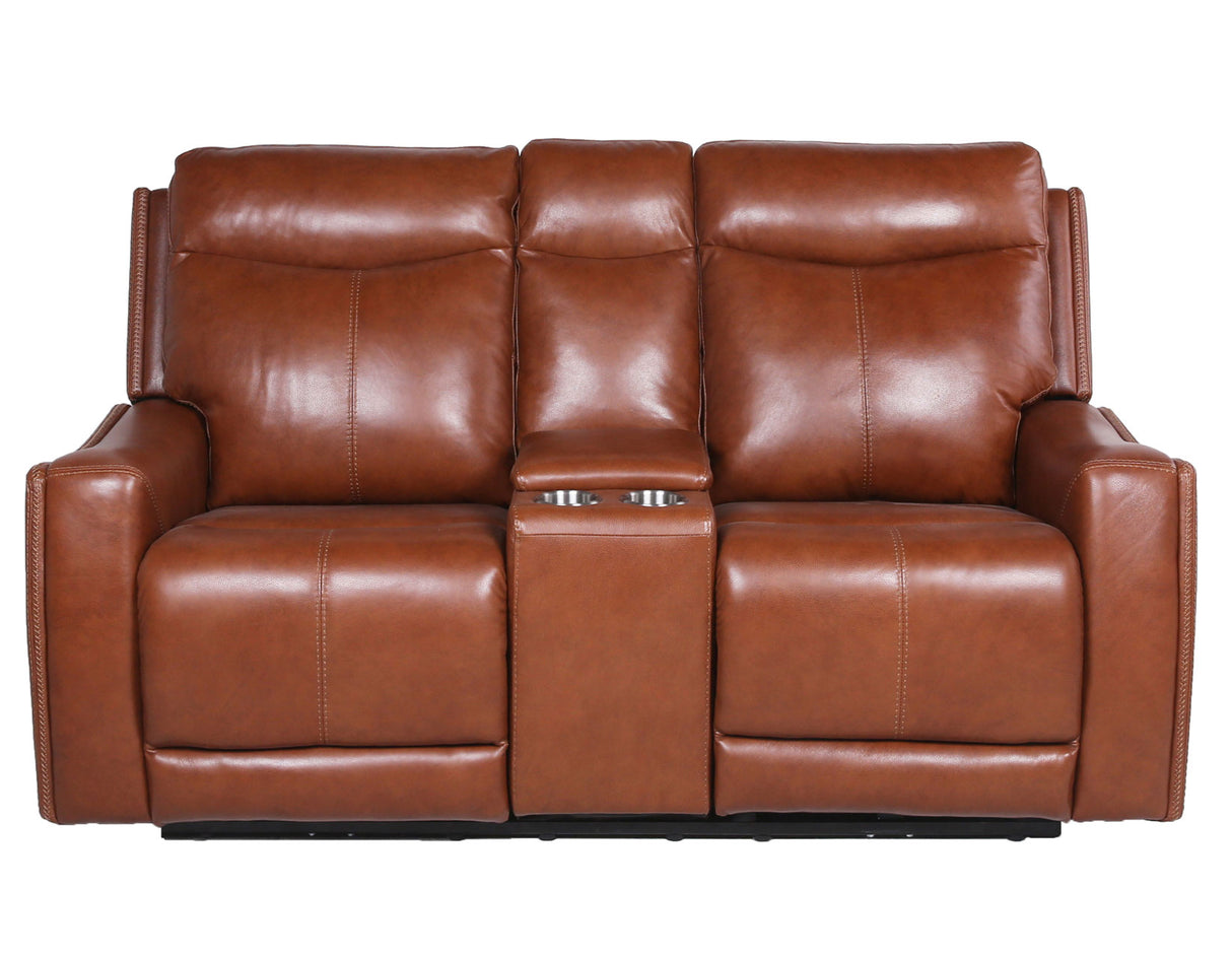 Natalia Dual-Power Reclining Console Loveseat, Coach from Steve Silver - Luna Furniture