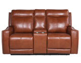 Natalia Dual-Power Reclining Console Loveseat, Coach from Steve Silver - Luna Furniture