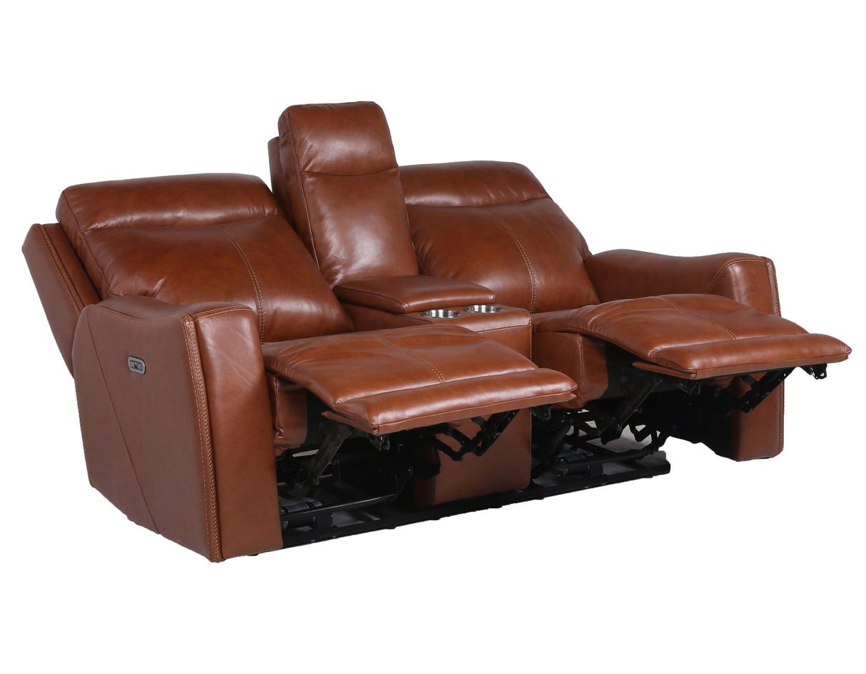 Natalia Dual-Power Reclining Console Loveseat, Coach from Steve Silver - Luna Furniture