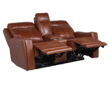 Natalia Dual-Power Reclining Console Loveseat, Coach from Steve Silver - Luna Furniture