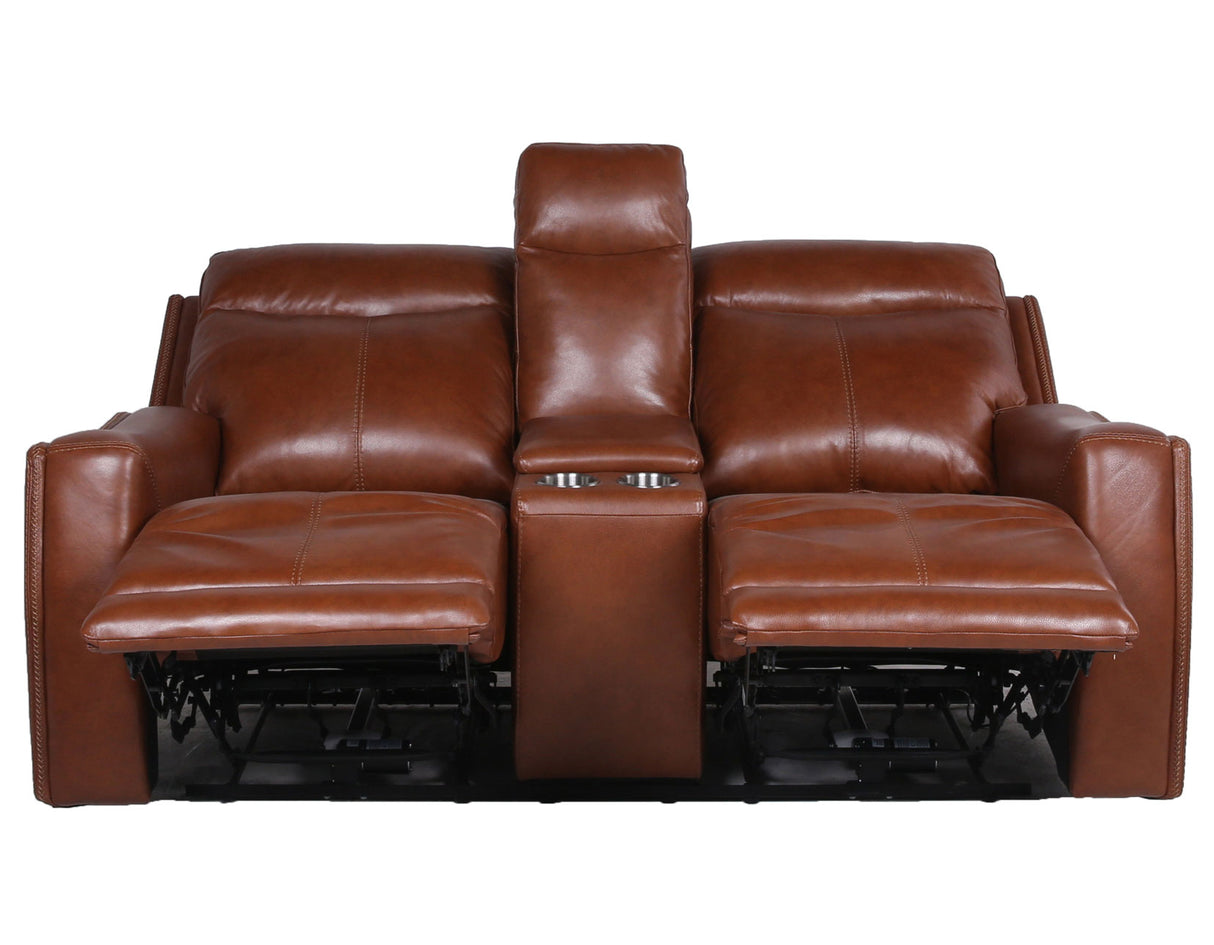 Natalia Dual-Power Reclining Console Loveseat, Coach from Steve Silver - Luna Furniture