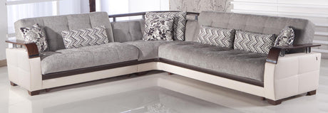 Natural Valencia Gray Storage Sleeper Sectional from Bellona - Luna Furniture