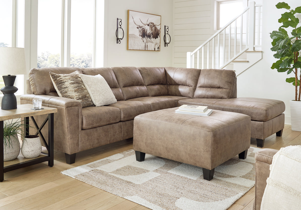 Navi 2-Piece Sectional with Ottoman in Fossil - PKG016507