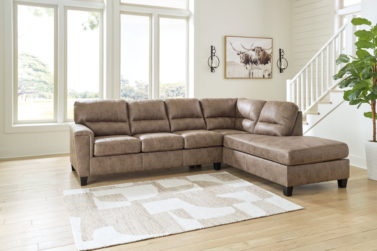 Navi 2-Piece Sectional with Ottoman in Fossil - PKG016507