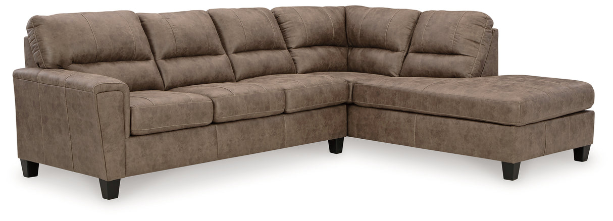 Navi 2-Piece Sectional with Ottoman in Fossil - PKG016509