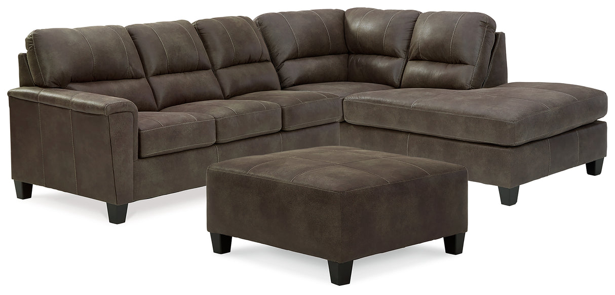 Navi 2-Piece Sectional with Ottoman in Smoke - PKG007393