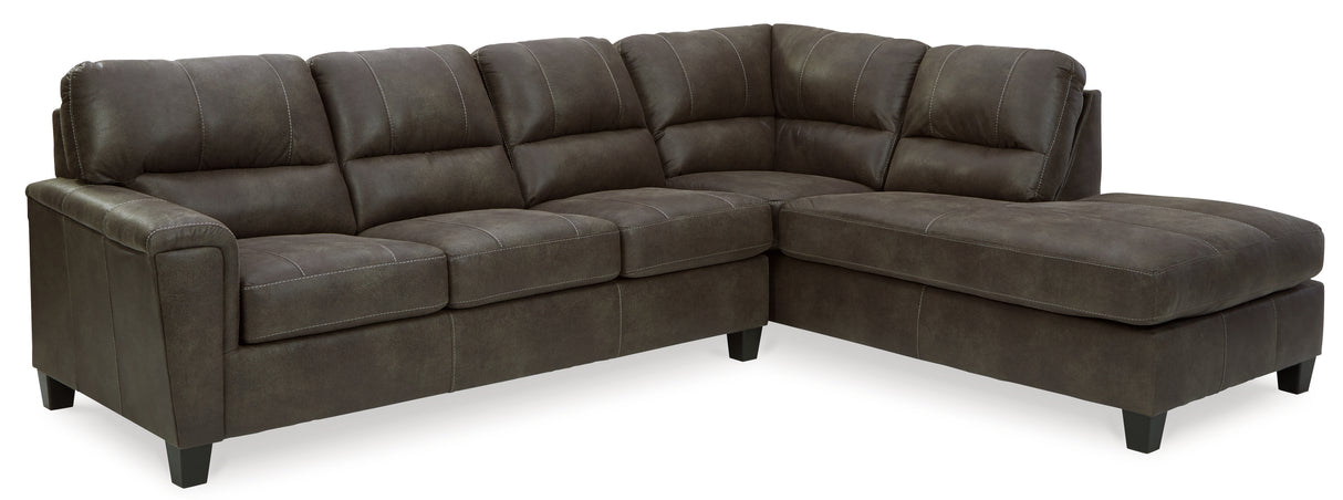 Navi 2-Piece Sectional with Ottoman in Smoke - PKG007393