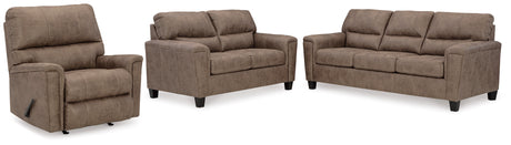 Navi Sofa, Loveseat and Recliner in Fossil - PKG016505