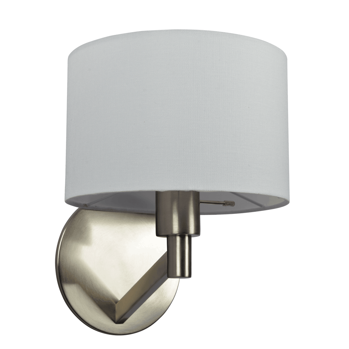 Nebula Brushed Nickel Base Wall Lamp with Rotary Switch White Fabric Shade - WLL03700701