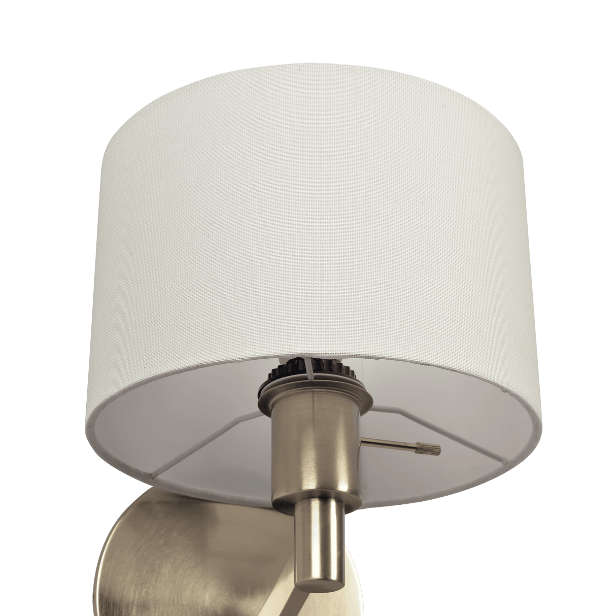 Nebula Brushed Nickel Base Wall Lamp with Rotary Switch White Fabric Shade - WLL03700701