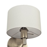 Nebula Brushed Nickel Base Wall Lamp with Rotary Switch White Fabric Shade - WLL03700701