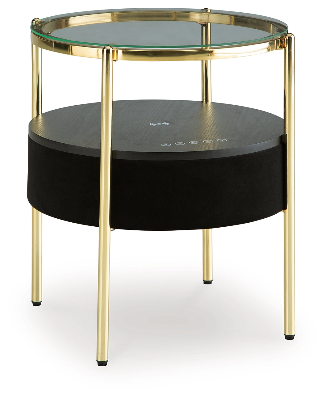 Nedman Black/Gold Finish Accent Table with Speaker - A4000669