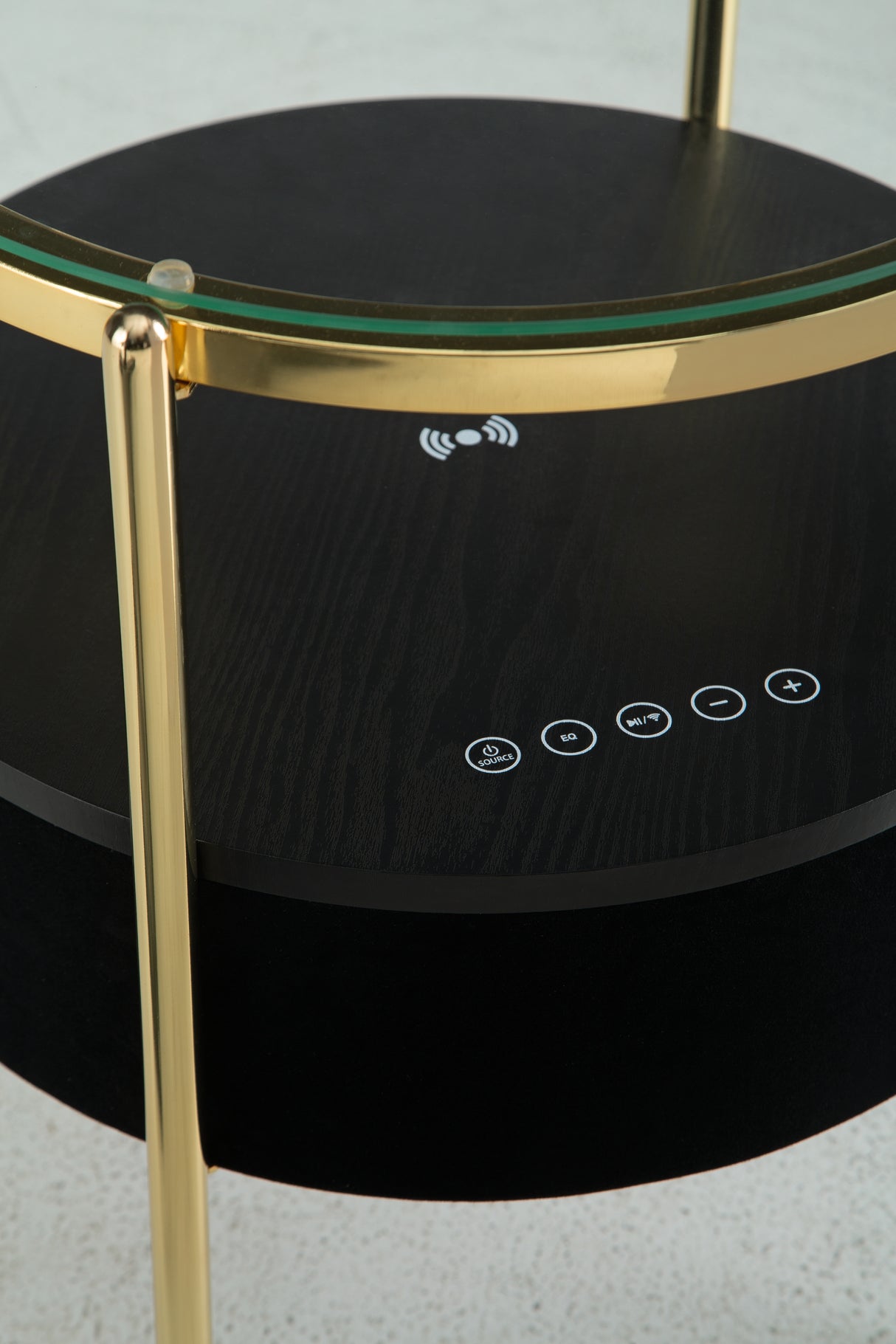 Nedman Black/Gold Finish Accent Table with Speaker - A4000669