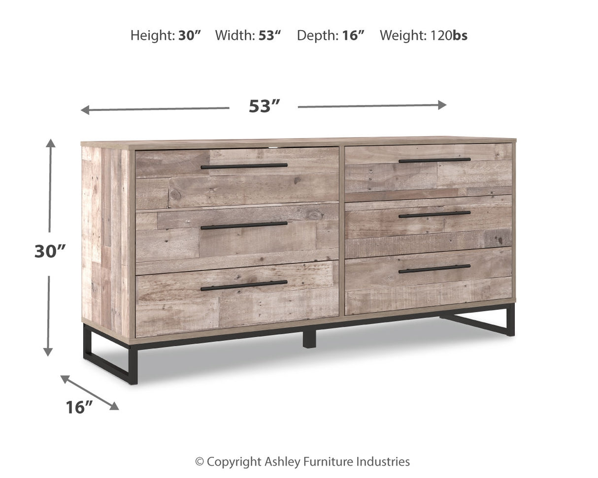 Neilsville Full Panel Headboard Bed with Dresser in Whitewash from Ashley - Luna Furniture