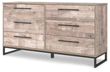 Neilsville Full Panel Headboard with Dresser and 2 Nightstands in Whitewash from Ashley - Luna Furniture