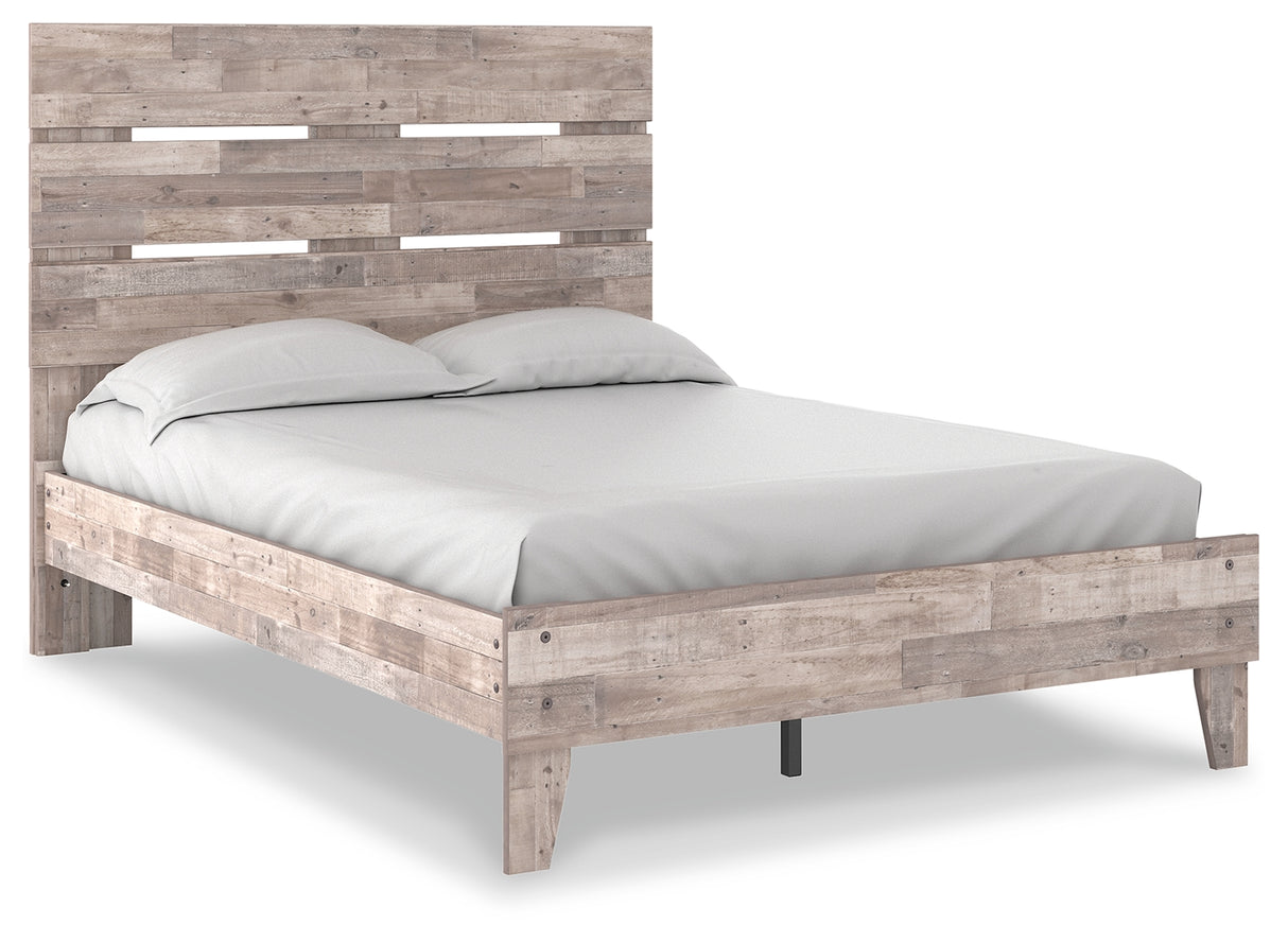 Neilsville Full Platform Bed with Dresser and 2 Nightstands in Whitewash from Ashley - Luna Furniture