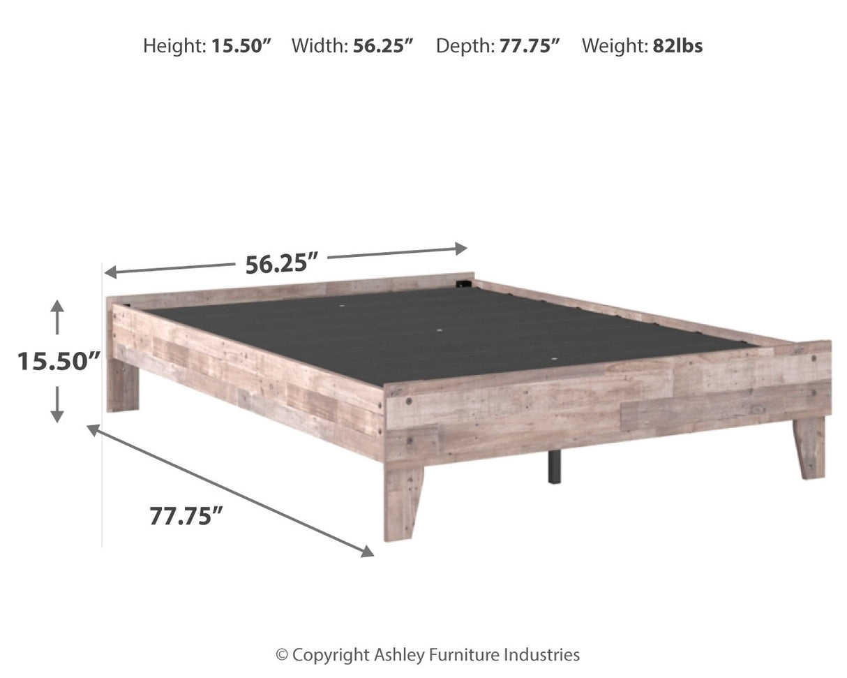 Neilsville Full Platform Bed with Dresser, Chest and 2 Nightstands in Whitewash from Ashley - Luna Furniture