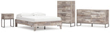 Neilsville Full Platform Bed with Dresser, Chest and Nightstand in Whitewash from Ashley - Luna Furniture