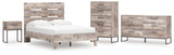 Neilsville Full Platform Bed with Dresser, Chest and Nightstand in Whitewash from Ashley - Luna Furniture