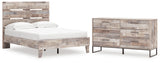 Neilsville Full Platform Bed with Dresser in Whitewash from Ashley - Luna Furniture