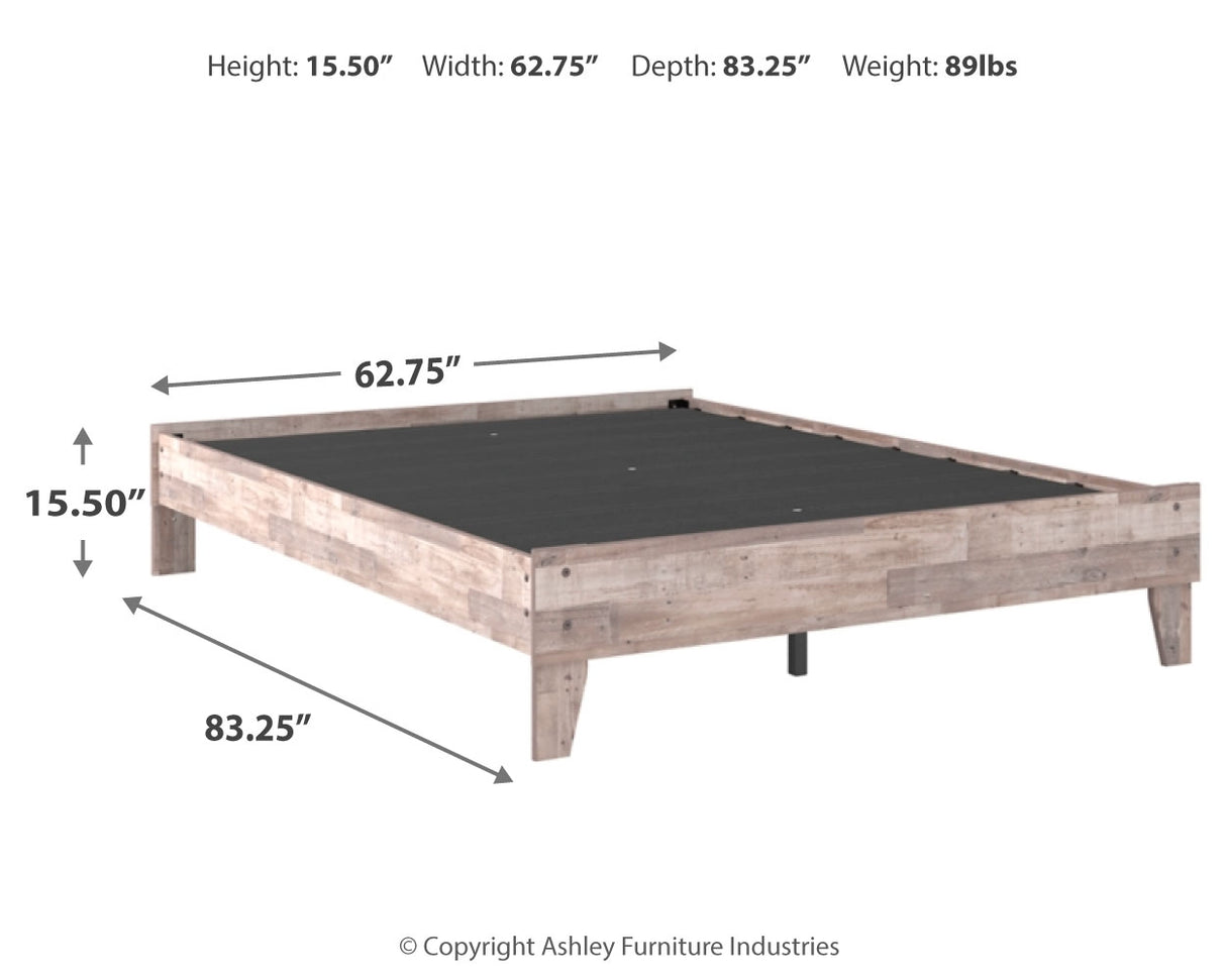 Neilsville Queen Platform Bed with Dresser and 2 Nightstands in Whitewash from Ashley - Luna Furniture